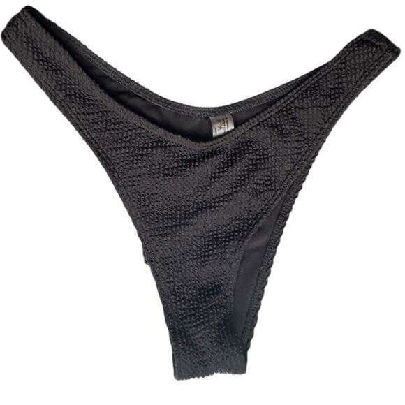 SHEIN Swim Summer Beach Plain Black Thong Bikini Bottom Large - Picture 6 of 7